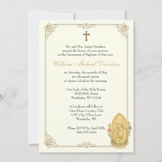 Katholieke doop doopt Maria en Jezus Kaart (Voorkant)