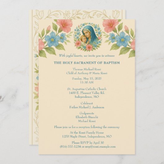 Katholieke doop doopt Maria Jezus Kaart (Voorkant / Achterkant)