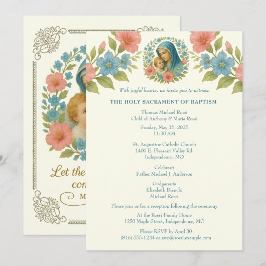 Katholieke doop doopt Maria Jezus Kaart (Voorkant / Achterkant)