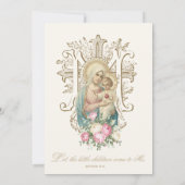 Katholieke doop Floral Mary and Jesus Kaart (Achterkant)