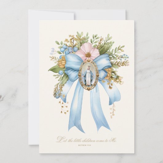 Katholieke doop Floral Mary and Jesus Kaart (Achterkant)
