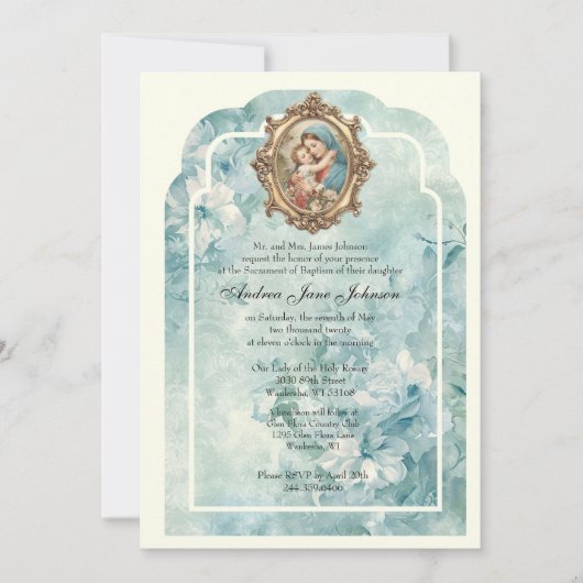 Katholieke doop Gezegende Moeder Jezus Kaart (Voorkant)