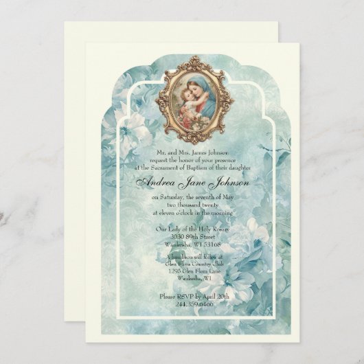 Katholieke doop Gezegende Moeder Jezus Kaart (Voorkant / Achterkant)