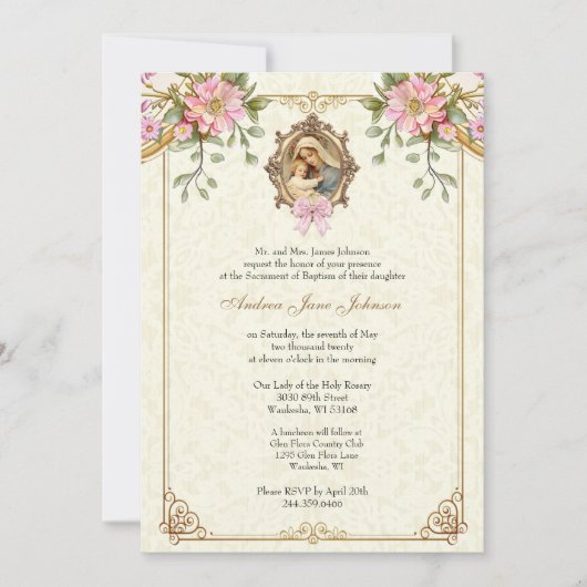 Katholieke doop Gezegende Moeder Jezus Kaart (Voorkant)