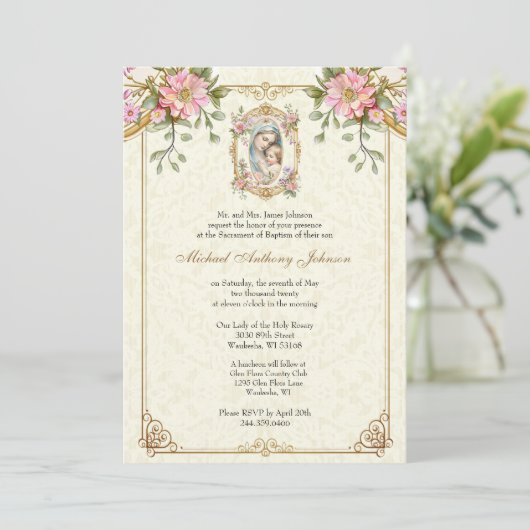 Katholieke doop Gezegende Moeder Jezus Kaart (Staand voorkant)