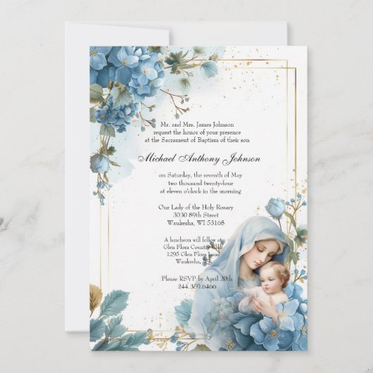 Katholieke doop Gezegende Moeder Jezus Kaart (Voorkant)