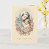 Katholieke doop Jongen of Meisje Schrift Kaart (Gele Bloem)