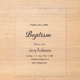 Katholieke doop kinder moderne eenvoudige QR minim Acryl Uitnodigingen