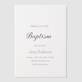 Katholieke doop kinder moderne eenvoudige QR minim Vellum Uitnodigingen