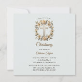 Katholieke Doop met Witte en Kruis Rozen Kaart (Achterkant)