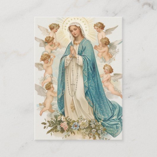 Katholieke Doop Religieuze Moeder Maria en Engelen Plaatskaartje (Voorkant)