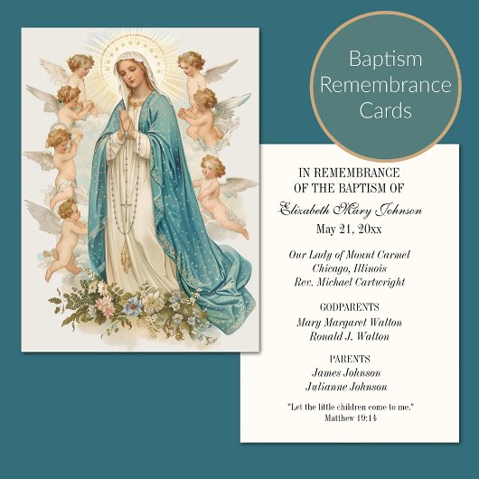 Katholieke Doop Religieuze Moeder Maria en Engelen Plaatskaartje