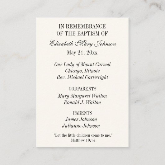 Katholieke doop Religieuze Moeder Maria en Jezus Plaatskaartje (Achterkant)