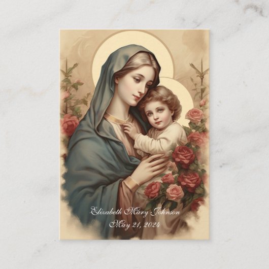 Katholieke doop Religieuze Moeder Maria en Jezus Plaatskaartje (Voorkant)