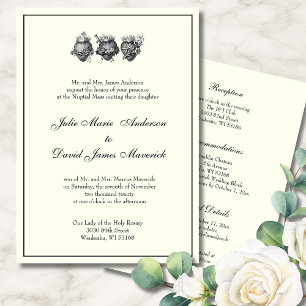 Katholieke Drie Harten Wedding Receptie Combo Kaart