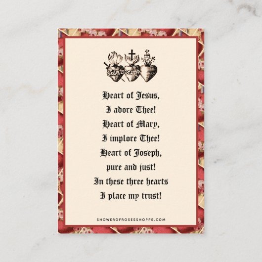 Katholieke Drie Hoorten Jezus Joseph Prayer Car Plaatskaartje (Achterkant)