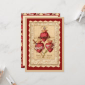 Katholieke Drie Hoorten Jezus Mary Joseph Prayer Kaart (Voorkant / Achterkant in situ)