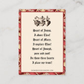 Katholieke Drie Hoorten Jezus Mary Joseph Prayer Visitekaartje (Achterkant)