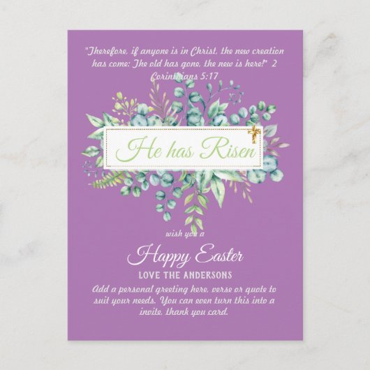 Katholieke EASTER Kaart Religieuze Bijbelprijsopga (Voorkant)