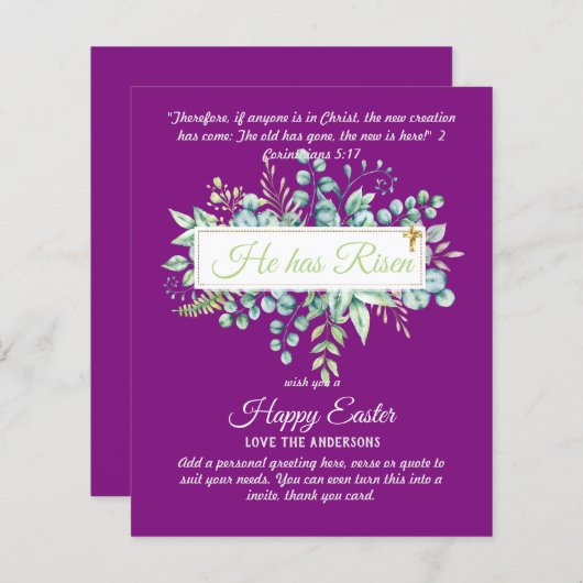 Katholieke EASTER Kaart Religieuze Bijbelprijsopga (Voorkant / Achterkant)