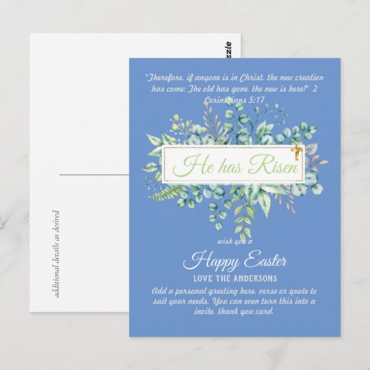 Katholieke EASTER Kaart Religieuze Bijbelprijsopga (Voorkant / Achterkant)