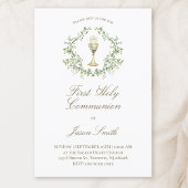 Katholieke Eerste Communie Chalice Greenery Crest Kaart