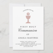 Katholieke Eerste Communie Dusty Pink White Kaart (Voorkant)