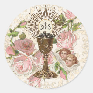 Katholieke Eerste Communie Eucharistie Gastheer Vi Ronde Sticker