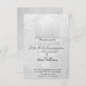 Katholieke Eerste Communie Eucharistisch grijs des Kaart (Voorkant / Achterkant)