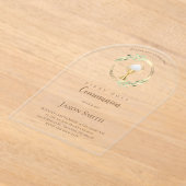 Katholieke Eerste Communie Gouden Cirkel Groene bl Acryl Uitnodigingen (Laagn)