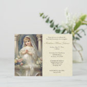 Katholieke eerste communie meisje bloemig kaart (Staand voorkant)