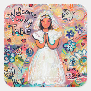 Katholieke Eerste Communie Roze stickers