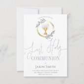 katholieke eerste communie stoffig blauw en faux g kaart (Voorkant)