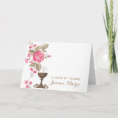 Katholieke Eerste Heilige Communie Bloemen Religie Bedankkaart (Voorkant)