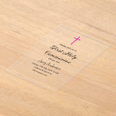 Katholieke eerste heilige communie eenvoudig minim acryl uitnodigingen (Laagn)