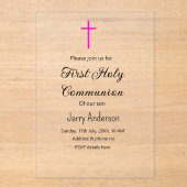 Katholieke eerste heilige communie eenvoudig minim acryl uitnodigingen (Voorkant)