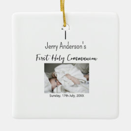 Katholieke eerste heilige communie eenvoudige QR m Keramisch Ornament