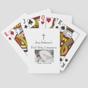 Katholieke eerste heilige communie eenvoudige QR m Pokerkaarten