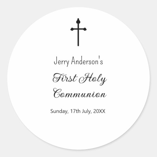 Katholieke eerste heilige communie eenvoudige QR m Ronde Sticker (Voorkant)