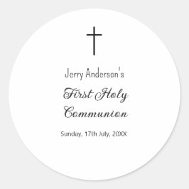 Katholieke eerste heilige communie eenvoudige QR m Ronde Sticker
