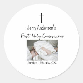 Katholieke eerste heilige communie eenvoudige QR m Ronde Sticker