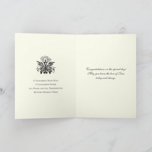 Katholieke Eerste Heilige Communie Elegante Jezusr Kaart (Binnen)