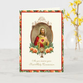 Katholieke Eerste Heilige Communie Elegante Jezusr Kaart (Gele Bloem)