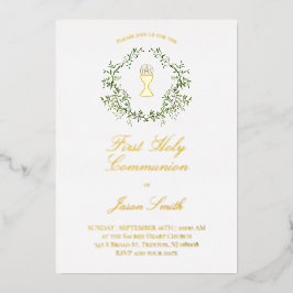 Katholieke Eerste Heilige Communie Folie Uitnodiging