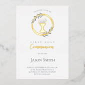 Katholieke Eerste Heilige Communie Folie Uitnodiging (Voorkant)
