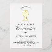 Katholieke Eerste Heilige Communie Gold Foil Chali Folie Uitnodiging (Voorkant)