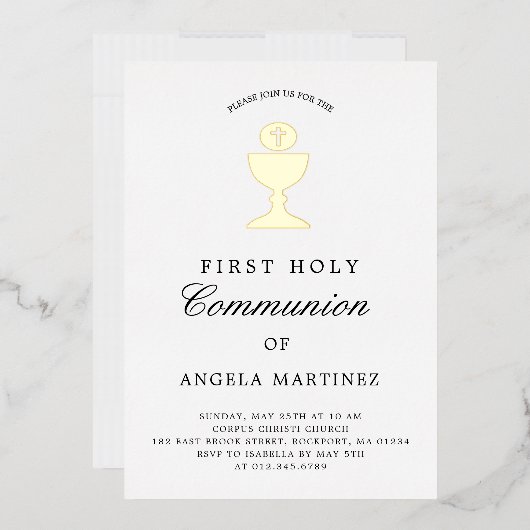 Katholieke Eerste Heilige Communie Gold Foil Chali Folie Uitnodiging (Envelop)