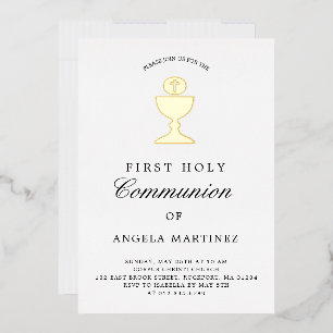 Katholieke Eerste Heilige Communie Goud Folie Kelk Uitnodiging