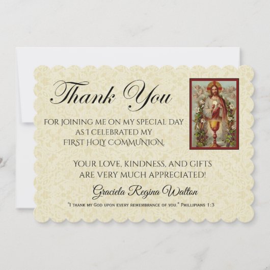Katholieke Eerste Heilige Communie Jezus Dank U Kaart (Voorkant)