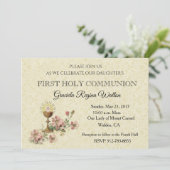 Katholieke Eerste Heilige Communie Kelk Uitnodigin Kaart (Staand voorkant)